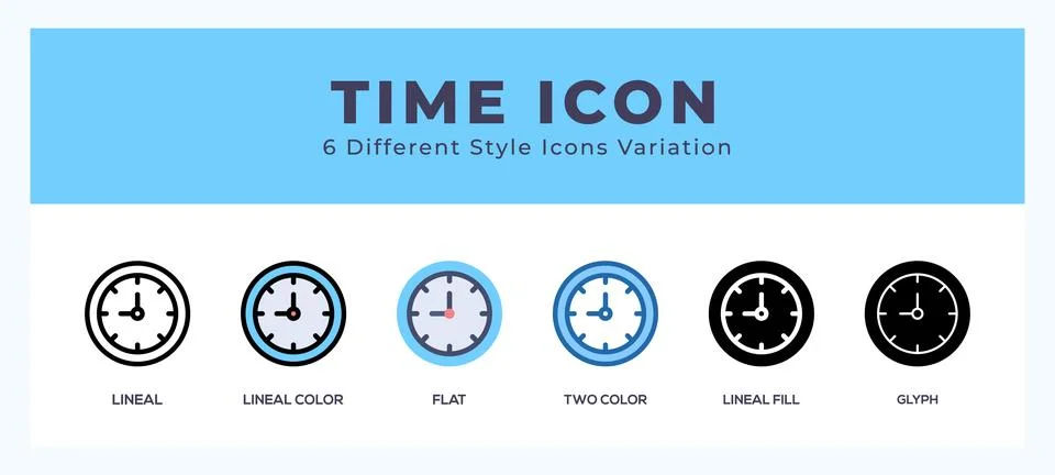 Time icon set. Design elements for logo Stock Illustration