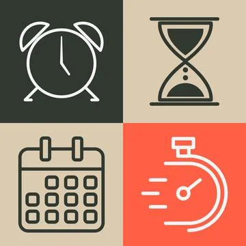 Time icon set Illustrazione stock
