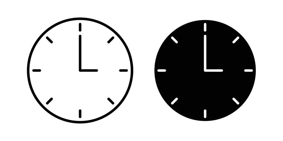 Time icon thin line and clipart style vector set Illustrazione stock