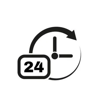 Time icon. Time and watch, timer, 24 hours symbol. UI. Web. Logo. Sign. Flat Stock Illustration