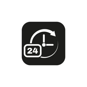 Time icon. Time and watch, timer, 24 hours symbol. UI. Web. Logo. Sign. Flat Stock Illustration