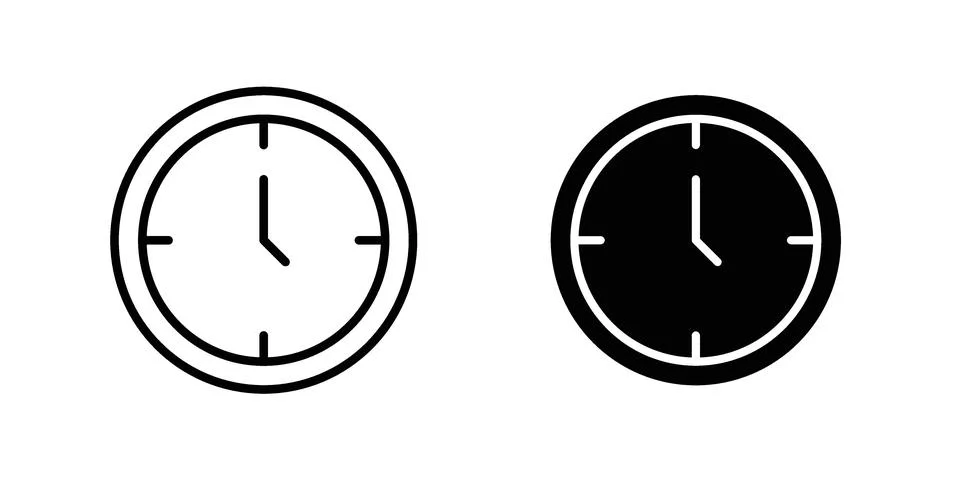 Time icon vector concepts, line and silhouette style Stock Illustration