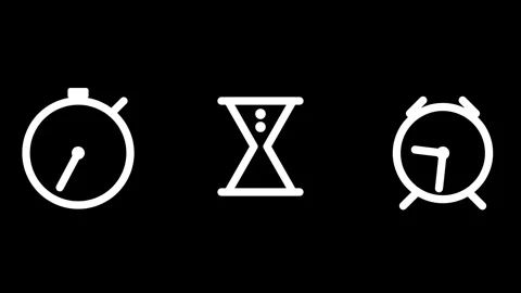 Time icons on black background. Stock Footage 337394128