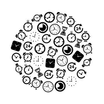 Time icons in circle Stock Illustration
