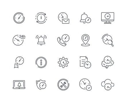 Time icons outline set Stock-Illustration