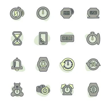Time icons set Stock Illustration