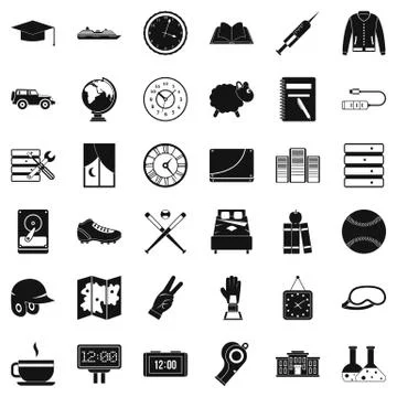 Time icons set, simple style Stock Illustration