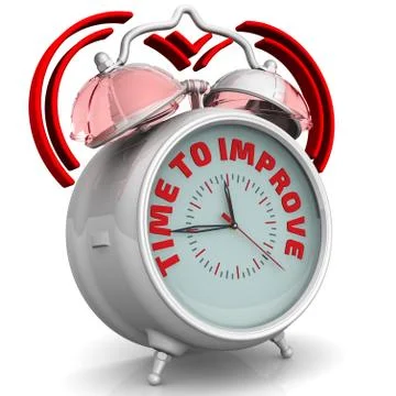 Time to improve. The alarm clock with text Ilustração Stock
