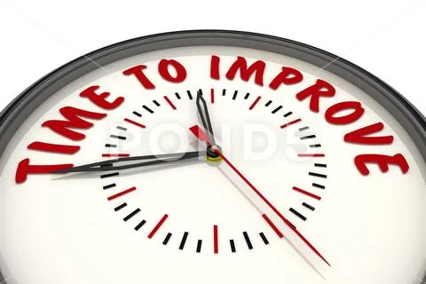 Time to improve. Clock with text 스톡 일러스트