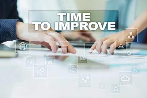 Time to improve on virtual screen. Business, technology and internet concept. Stock-Fotos