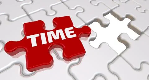 Time. The inscription on the missing element of the puzzle Stock Illustration