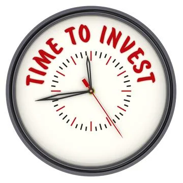 Time to invest. Clock with text Ilustração Stock