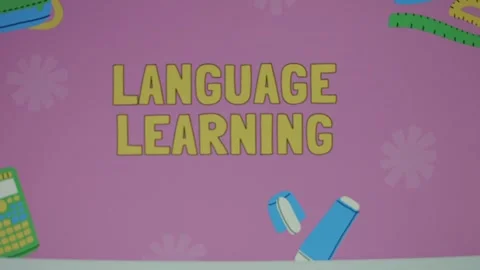 Time to Language learning inscription on changing color background. Education Stock Footage 270502669
