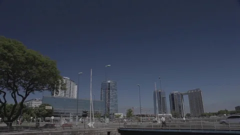 Time lap from a bridge over the river in the City of Buenos Aires. Video stock 126362183