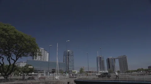 Time lap from a bridge over the river in the City of Buenos Aires. Stock Footage 126362403