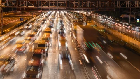 Time lape expressway at night Stock Footage 116378330
