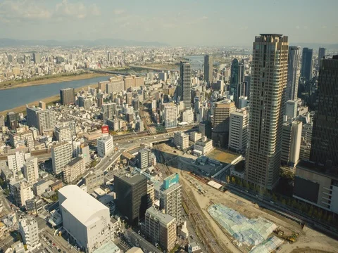 Time Lape Umeda Sky Building, City View of Osaka, Japan Vídeo Stock 80550630
