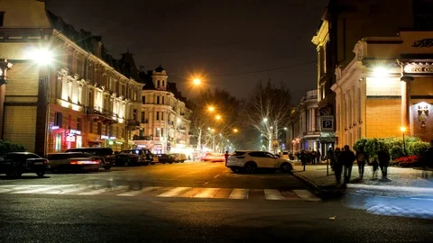 Time laps. Car light trails on long exposure and urban landscape Stock Footage 120095400