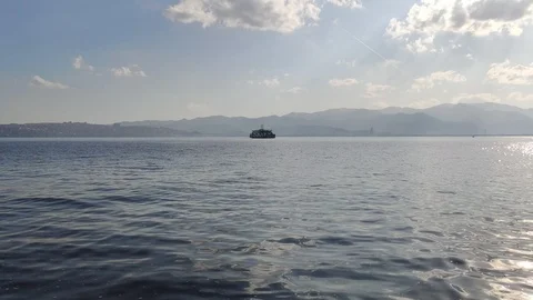Time laps clouds over the sea and ships Stock Footage 119498703