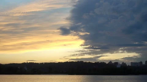 Time laps dark clouds move in the evening sky Stock Footage 155156559