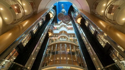 Time laps of elevators inside a cruise ship  Stock Footage 71061087