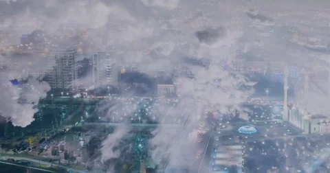 Time laps of the evening city under the clouds, video loop Video stock 83999162