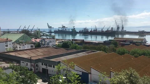 TIME LAPS INDUSTRIAL POLUTION OF ANNABA PORT CITY Stock Footage 152972025