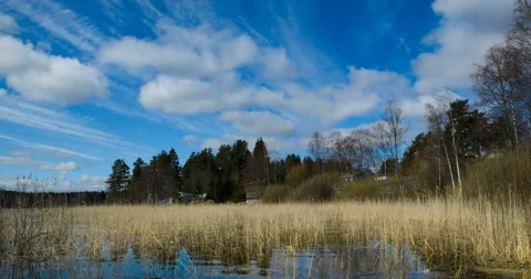 Time laps Landscape of flying clouds over the lake. Stock Footage 108049964