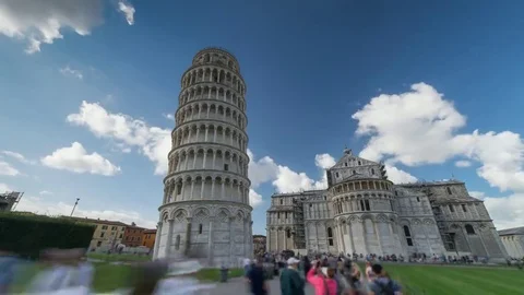 Time Laps of the Leaning Tower (blurred people) Video stock 69141888