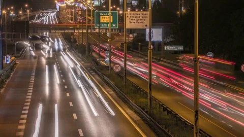 Time laps night traffic Stock Footage 76925952