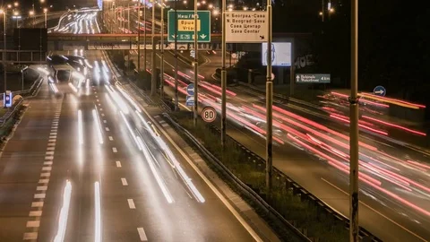 Time laps Night traffic Stock Footage 79040419