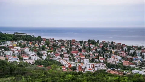 Time laps overlooking the sea and passing clouds in Montenegro Stock Footage 153553767
