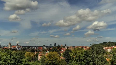Time laps of panorama old town in Vilnius Stock Footage 114750976
