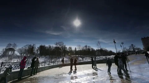 Time laps partial solar Eclipse in Russia   Stock Footage 72888184