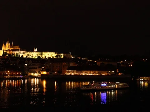 Time laps of a prague ferry Stock Footage 94680901