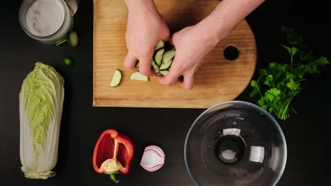 Time laps the process of preparing a salad Stock Footage 131206423
