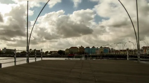 Time Laps of the Queen Emma bridge in Willemstad, Curaçao, Netherlands Antilles Stock Footage 50400232
