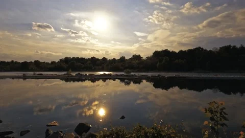 Time laps on the river at sunset Stock Footage 201301305