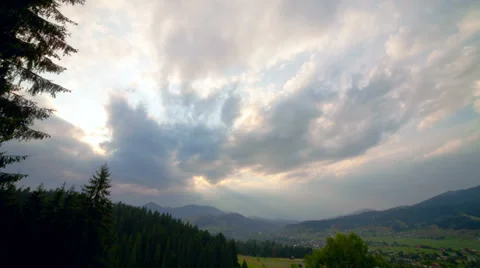 Time-laps: Sunset over Verkhovyno Carpathians Stock Footage