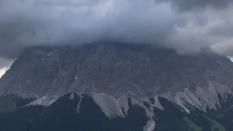 Time laps thunder clouds passing Zugspitze mountain  Bavaria Alps Germany Stock Footage 94550744