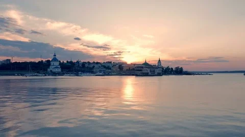 Time laps video 4k. Beautiful sunset on the waterfront. City center. The sea Stock Footage 78019945