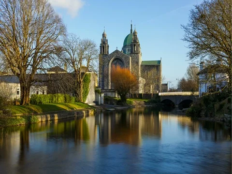 Time laps video of the Cathedral before the sunset. Galway, Ireland. 3840 x 2160 스톡 동영상 73566516