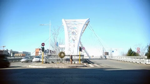 Time laps video of the Settimia Spizzichino bridge in Garbatella in Rome Stock-Footage 125451089