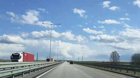 Time laps. View through the windshield of a car driving on the St. Petersburg Stock Footage 156380312