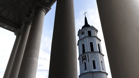 Time laps of Vilnius Cathedral Bell Towel, Lithuania Stock Footage 114750983