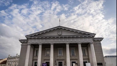 Time laps of Vilnius town hall Rotuse Lithuania Stock Footage 114750986