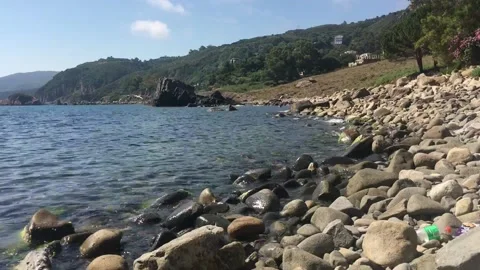 Time laps waves on a rocky beach, mediterranean sea Stock Footage 155555157