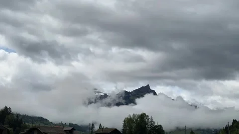 Time laps. White and gray clouds run across the sky and cover the entire sky. Stock Footage 278184944