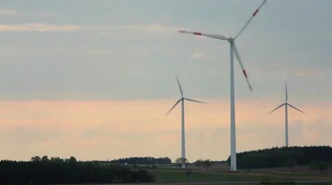 Time laps with wind generators and sky and white clouds Stock Footage 23216709
