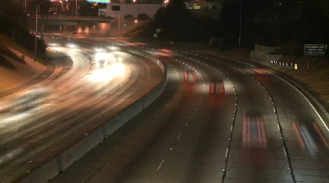 Time Lapse of the 101 Freeway at Night - Clip 1 Stock Footage 541977